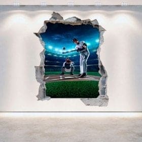 Mur de vinyle cass&eacute; Baseball 3D