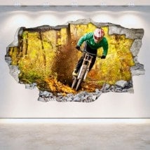 Vinyle de mur brisé de Mountain Bike 3D