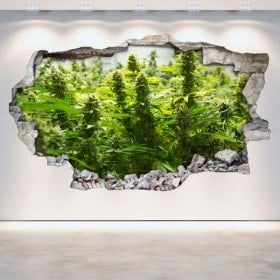 Cannabis de vinyle cassé mur 3D