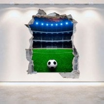 Stade de football 3D cassé pour le mur vinyle