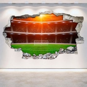 Mur 3D cassé vinyle-football-stade