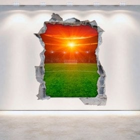 Vinyle stade du football de mur cassé 3D