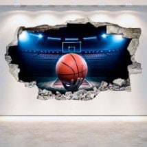 Basket-ball de vinyle cassé mur 3D