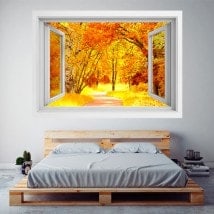 Automne de route et les arbres 3D Windows