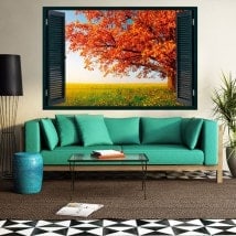Automne de fenêtre arbre 3D French 5434