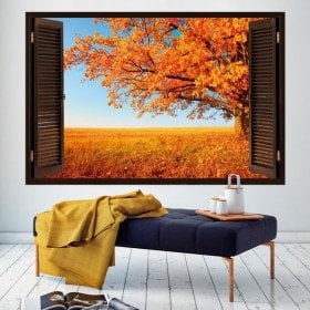 Automne de fenêtre arbre 3D