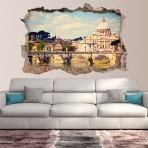 Pont de 3D de vinyle Sant'Angelo et Basilique San Pedro