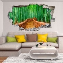 Mur 3D vinyle broken road et bambous