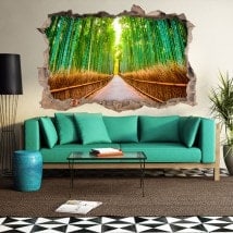 Route et bambous 3D de vinyle