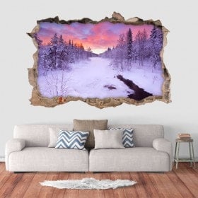 Coucher du soleil 3D de vinyle en Laponie