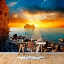 Fotomural murale soleil couchant sur la mer