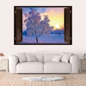 Windows en 3D arbre enneig&eacute; de vinyle