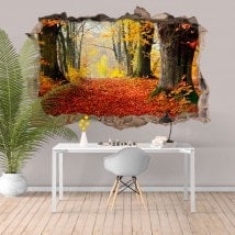 Nature d’arbres 3D vinyle trou mur French 5840