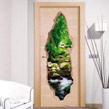 Vinyle portes Brook dans forêt 3D