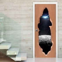 Vinyls pour portes lune étoiles et des planètes