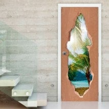Vinyls pour portes palmiers sur la plage