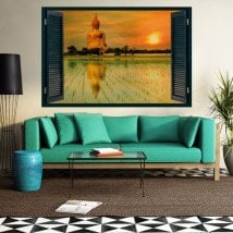 Fenêtres en vinyle 3D grand Bouddha Thaïlande