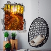 Rayons 3D vinyle du soleil dans la forêt