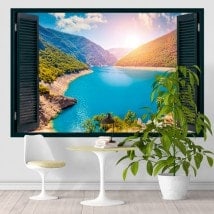Vinyl windows 3D lac et montagnes