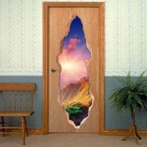Vinyls pour sunset 3D de portes dans les montagnes