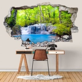 Chutes d’eau 3D de vinyle dans la forêt tropicale