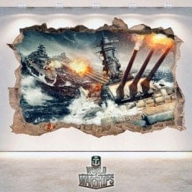 D&eacute;coratif vinyl 3D World de navires de guerre