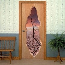 Arbre et portes vinyle sunset sécher 3D