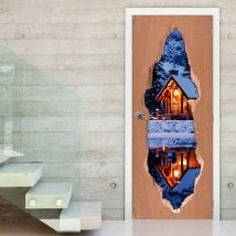 Hutte de vinyle de portes en hiver 3D