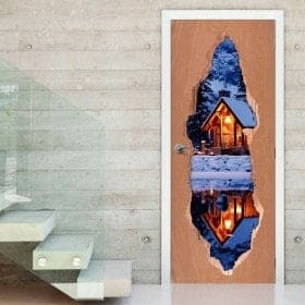 Hutte de vinyle de portes en hiver 3D