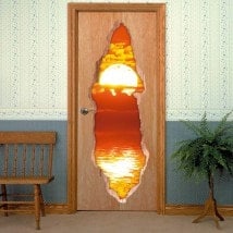 Portes coucher de soleil sur mer 3D pour vinyles