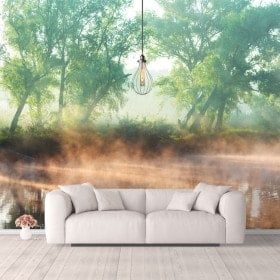Photo mur murales coucher de soleil sur le lac