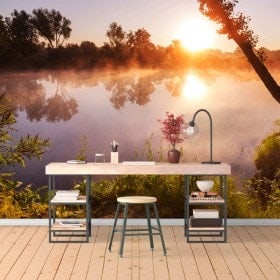 Photo mur murales coucher de soleil sur la rivière