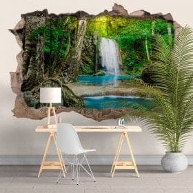 Autocollants et vynils cascades dans la for&ecirc;t 3D