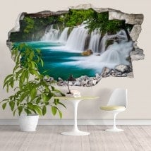 Chutes d’eau 3D de vinyle dans la forêt