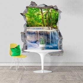 Cascades 3D vinyle d&eacute;coratif dans la nature