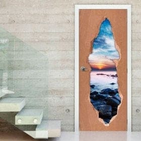 Coucher du soleil de portes dans le lagon pour vinyles