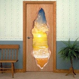 Plage de portes au coucher du soleil 3D pour vinyles