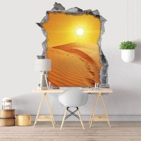 Coucher de soleil dans le d&eacute;sert vinyle d&eacute;coratif 3D