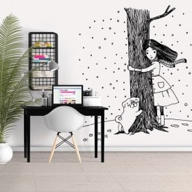 Panneaux luminescents divisant fluowall câlins un arbre