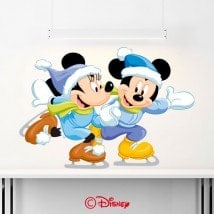 Vinyle Mickey et Minnie patinage