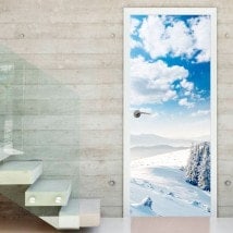 Vinyle portes montagnes neigeuses