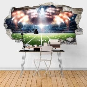 Mur 3D cass&eacute; vinyle-football-stade