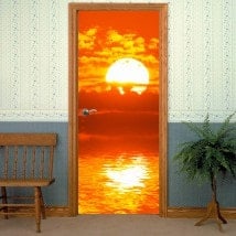 Coucher de soleil Stickers muraux Portes en mer