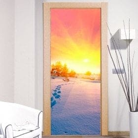 Stickers muraux Snowy Mountains Sunset Portes