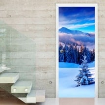 Décalques portes montagnes enneigées