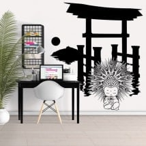 Stickers muraux Torii avec Bouddha