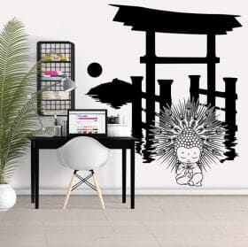Stickers muraux Torii avec Bouddha