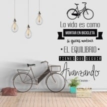 Autocollant phrase vie est comme une bicyclette