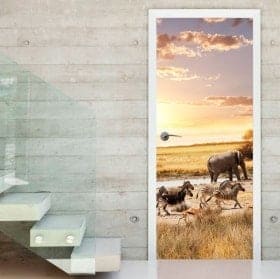 Safari animaux autocollants portes