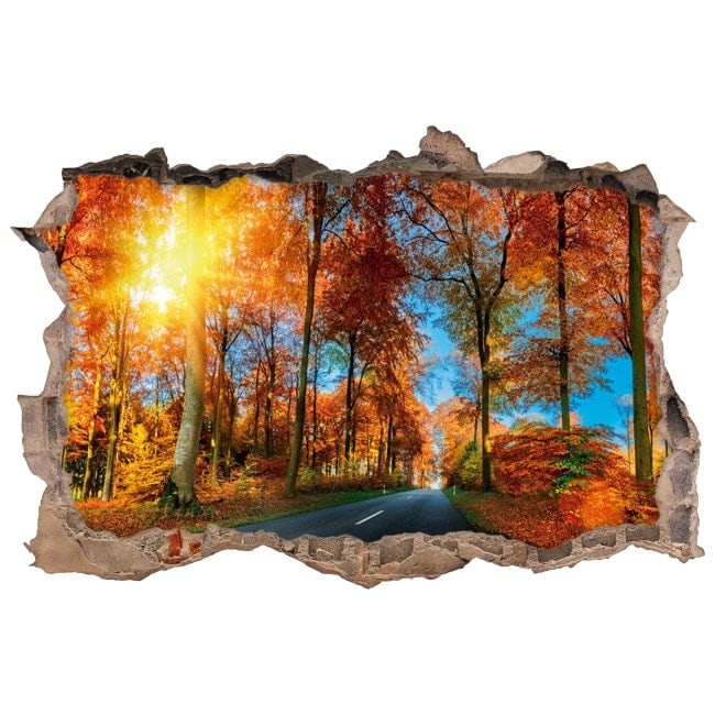 Stickers muraux Feuilles D'arbre D'automne Tombant Été Soleil 3D